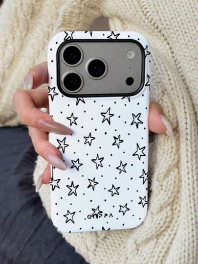 GIIPPA 1pc Hand-Painted Starry Sky Polka Dot Design Phone Case, Compatible With IPhone 17 Pro Max, 16 Pro Max, 15 Pro Max, 14 Pro Max, Korean Stylish And Interesting Phone Case, Also Fits 11/12/13/14/15/16 Pro Max Plus, Elegant Design Suitable For Both Men And Women, Ideal Gift For Girlfriend On Christmas, Valentine's Day, Easter, Wedding Season And Birthday