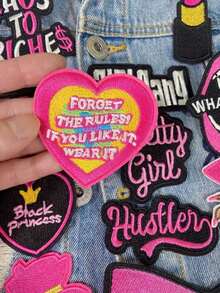 6/12pcs Personalized Girl Letter & Red Lip High Heel Embroidery Heat Transfer Patches DIY Clothing Iron-On Patches Suitable For Backpacks, Jackets, T-Shirts, Hats, Dresses - Multicolor - View 3