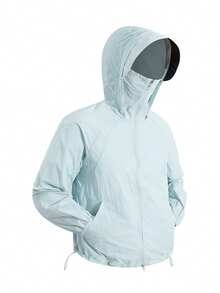 Driftmere Men's Lightweight Quick-Dry Windbreaker Jacket With Face Mask, Outdoor Sun Protection Sport - Baby Blue - View 3