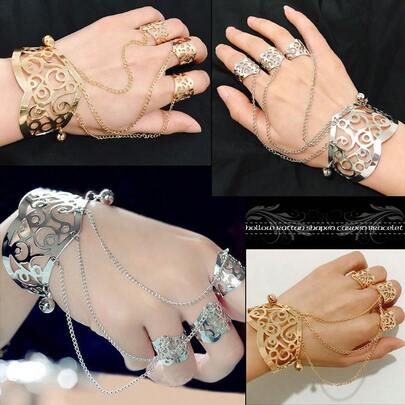 1 chiếc vòng tay hình bướm rỗng kiểu Bohemian, vòng tay hở mạ vàng có tua rua, phụ kiện cổ điển dành cho phụ nữ và bé gái.