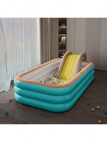 1 bể bơi bơm hơi, làm bằng PVC bền chắc, thích hợp sử dụng trong nhà và ngoài trời, có ghế ngồi tích hợp, quà tặng Giáng sinh & Halloween, bao gồm các phụ kiện bơi lội thú vị. - A - Xem 8