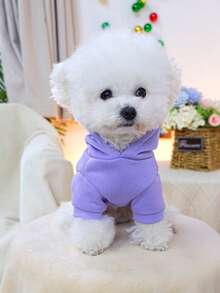 PETCIRCLE 1件宠物衣服，狗狗爪印连帽衫，适合小型犬 - 紫色 - 紫色 - 查看 3