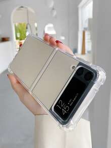 TPU Minimalist Transparent Crystal Flip Protective Case, Suitable For Samsung Galaxy Z Flip 7/6/5/4/3, Anti-Fall Anti-Yellowing Phone Protective Cover - Clear - View 8
