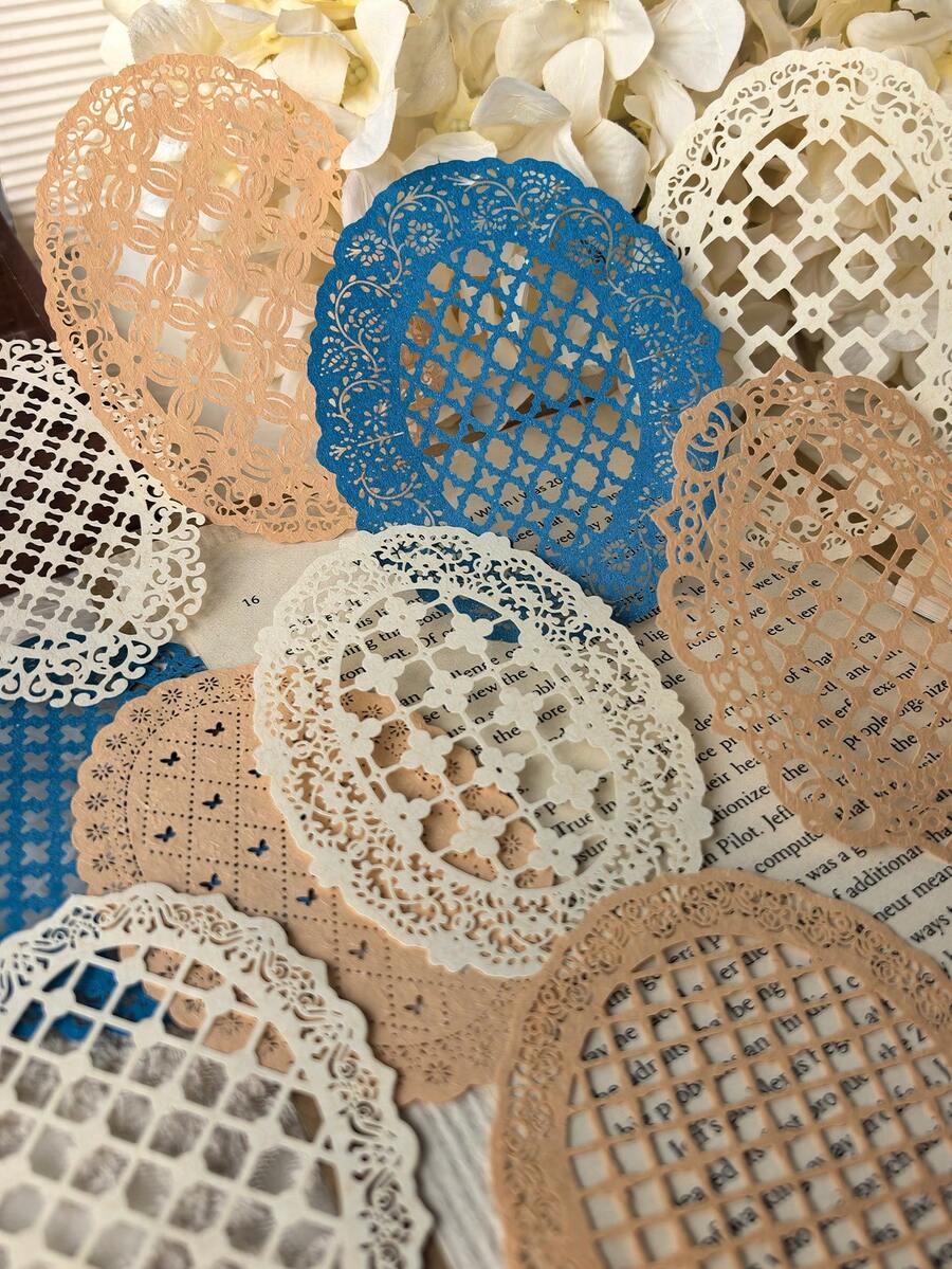 10pcs/Pack Hollow Embossed Handmade Decorative Paper, DIY Collage Scrapbooking Supplies - BQ1008 - View 1