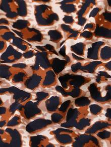 1pc Women's Mid-Rise Lace Patchwork Satin Bow Tie Leopard Print Panty - Multicolor - View 8