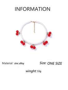 1件装时尚简约仿珍珠水果樱桃项链，百搭优雅女士项链饰品 - 清新櫻桃項鍊 - 查看 7