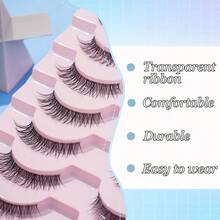 10 Pairs Lightweight Invisible Transparent Band False Eyelashes, Realistic Faux Lashes, Soft & Natural, Eyelash Extension, One-Piece Style, Fits Eye Shape - Criss Cross lashes - View 5