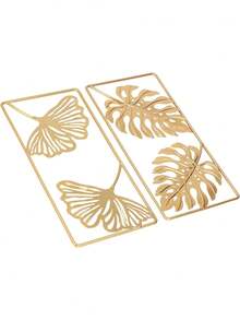 2pcs Metal Wall Decor, Sturdy Iron Ginkgo Leaf Wall Sculpture, Gold Modern Leaf Wall Hanging With Frame Suitable For Living Room, Office, Study, Home, Bedroom, Hotel Wall Decoration - Gold - View 7