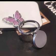 Adjustable Butterfly Element 1pc Rhinestone Butterfly Decor 360° Rotating Ring Holder Phone Stand Compatible With IPhone And Android Phones Birthday Gift For Family And Friends Phone Accessories Spring Party - Multicolor - View 8