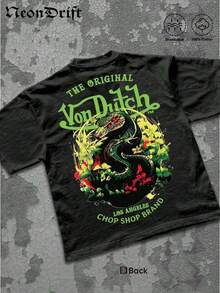 2026NeonDrift Double-Sided Printing Men's T-Shirt Men's Short-Sleeve T-Shirt100% Cotton Fabric Soft & Skin-Friendly Unisex Style Gifts For Spring Festival, Valentine's Day, St. Patrick's Day & World Cup-Van Dutch Dragon Print Men T Shirt Classic Americana Style Graphic Tee Streetwear Fashion Casual Wear For Car Enthusiasts And Vintage Culture Lovers,High-Quality Wax Printed Cotton Retro FashionBrand T-Shirt, Men's T-Shirt, Beach Must-Have, Men's Summer T-Shirt, Holiday Gift, Perfect GiftValentine's Day Gift,Summer Outfits,Tops For Women,Men Shirts,Mens Clothes,Graphic Tees Men Print Y2K Crew Neck T Shirt For Women, Holiday, Vacation, Spring, Festivalsummer Clothes,Men Graphic Tees,Vintage T Shirts - Black 2 - 查看 3