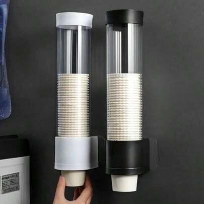 1 cái giá đỡ cốc giấy dùng một lần - Giá đựng cốc giấy dùng một lần, có thể chứa cốc giấy, không cần khoan lỗ, có thể chứa cốc nước, tự động nâng hạ. Thích hợp cho gia đình, văn phòng, khách sạn, ký túc xá.