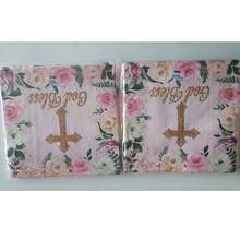 Floral God Bless Napkins First Communion Decorations White Baptism Paper Napkins For Newborn Shower Baptism, First Communion, Christening Decorations - Multicolor - View 16