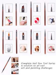9-Piece Nail Brush Set, Nail Painting Design DIY Salon Household Tools Acrylic Painting Brush UV Nail Polish Nail Polish Tools - Multicolor - View 8