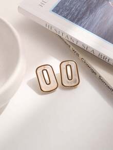 2件套时尚双色云朵几何方形耳环 - 彩色 - 查看 10