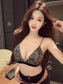 2026夏季新款性感豹纹吊带背心，街头Y2K风格露背露脐短款露腰上衣，美式性感无钢圈文胸，适合日常穿着、海滩度假 - 豹紋色 - 查看 8