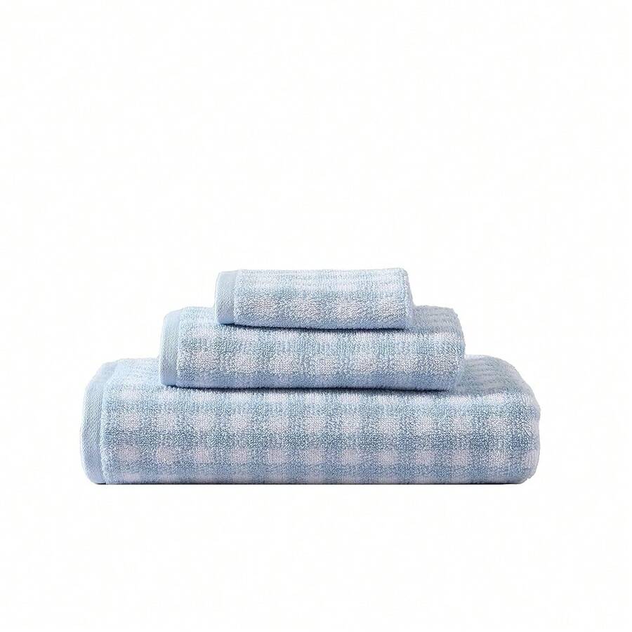 Bath Towels, Absorbent & Fade Resistant Cotton Towels, Dorm Essentials (Ginny Blue, 3-Piece) - GinnyBlue - Xem 1
