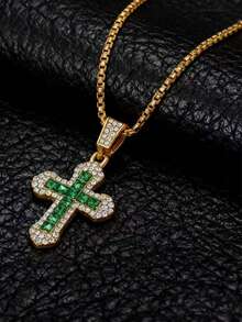 1pc Men's Necklace With Hip Hop Style Zinc Alloy Cross Pendant, European And American Jewelry, Accessory, Suitable For Fashion Statement - Cross - View 10