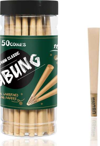 UBUNG 50 Pcs 11/4 Size Cones, Brown Pre Rolled Cones With Tips, 84mm Cones Rolling Papers With Tips