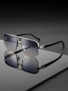 一副男士金属多边形双梁半框眼镜，欧美经典休闲商务风格，适合日常通勤 - 彩色 - 查看 7