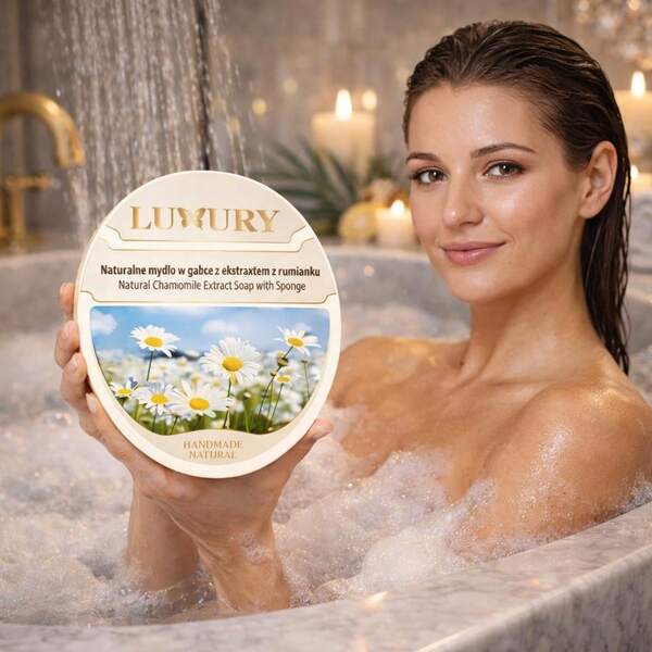 ÉPONGE DE SAVON NATUREL À L'EXTRAIT DE CAMOMILLE LUXURY Türkiye 135g BAIN