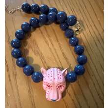 嘻哈风粗链项链，粉色豹纹项链，串珠项链，个性化首饰，礼品配饰 - 豹子頭 - 查看 6