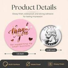 Nhãn dán "Cảm ơn" màu hồng và vàng hồng, kích thước 1.5 inch, phù hợp cho các doanh nghiệp nhỏ, bao bì sản phẩm doanh nghiệp nhỏ, nhãn dán tự dính chống thấm nước với thiết kế đẹp mắt, nhãn dán niêm phong phong bì bền chắc. - Màu Cam san hô - Xem 2