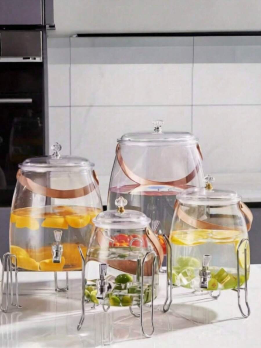 1个饮料分配器，饮水机，水壶，饮水机，带水龙头的果汁瓶，家用啤酒、果汁和柠檬水分配器（带冰块）[不含支架] - 彩色 - 查看 1