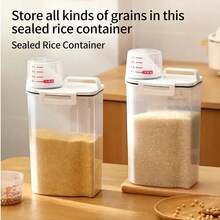 1pc Wide Mouth Easy-To-Clean Cereal & Grain Storage Canister, Plastic Kitchen Canister, Airtight Food Storage Container, Dry Goods Rice Bean Moisture-Proof Jar, Large Mouth Design For Easy Reach And Cleaning, Leak-Proof And Spill-Proof, Moisture-Proof And Insect-Proof, Durable Thick Material Resistant To Dropping, Suitable For Grains, Rice, Beans, Dried Fruits, Kitchen Food Storage - Multicolor - View 5
