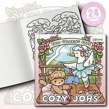 《舒适工作》成人儿童涂色书，大胆易上色，简约大图设计，助您放松身心，内含可爱绘画书和舒适图案（大胆易上色），母亲节礼物，返校用品 - 舒適工作 - 查看 3