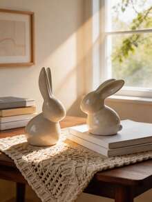 1个陶瓷兔子摆件 - 可爱简约风格，适合复活节装饰、桌面摆设、客厅玄关柜装饰、节日派对装饰，是理想的礼物之选。 - 彩色 - 查看 4