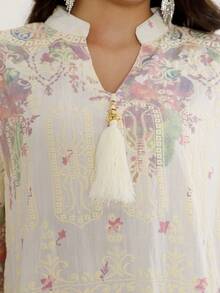 Bộ váy truyền thống Ramadan kiểu mới 2026, thanh lịch, thêu họa tiết Ả Rập, tay dài, kiểu dáng ngọt ngào, thời trang. - trắng - Xem 3