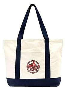 3PCS-Trader Joe Large Tote Shopping Bag Cotton Canvas Embroidered Bag - Multicolor - View 2
