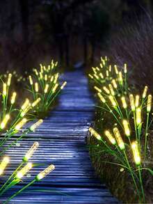 1个10LED/8LED/6LED太阳能路径灯，太阳能花园插地灯，户外池塘芦苇草坪灯，户外池塘装饰灯，草坪景观照明装饰灯，暖白光/变色可选，太阳能供电，适用于人行道、池塘边缘、花园、露台、房屋、派对、户外、节日、开斋节、生日、小径等场合。 - 蘆葦燈 - 查看 8