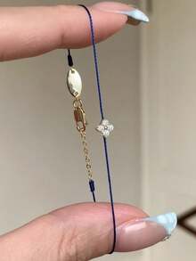 1条新款蓝色幸运四叶草手链，精致红绳手链，简约奢华女士饰品，夏季 - 四葉草手繩 - 查看 3
