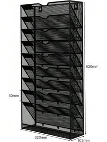 EasyPAG 13 Fächer Metall A4 Zeitschriftenhalter Wand Zeitschriften Wandhalter Aktenablage Dokumentenhalter Hängend Magazin Organizer Flyerständer Prospektspender,Schwarz MIQY - Schwarz - Übersicht 2