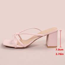 French Style Multi-Strap Thick Heel High Heels, Elegant One-Strap Sandals, Fashionable Versatile Comfortable - Pink - View 9