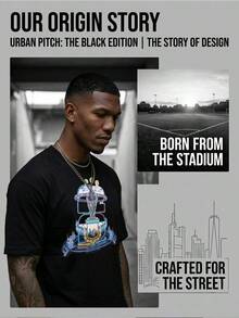 Men's FIFA World Cup Themed Graphic Print T-Shirt - 100% Pure Cotton, Breathable & Comfortable, Essential Item For Cheering On Your Favorite Team - màu đen - Xem 5