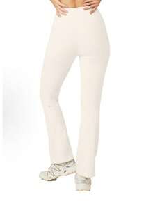 Alo Yoga Women's Airbrush High-Waist Flutter Legging | Sculpting Performance Fabric | Bootcut Flare Yoga Pants | Luxury Studio-To-Street Athletic Trousers - White - View 7