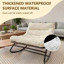 Oversized Papasan Rocking Chair With Thick Cushion – Indoor Outdoor Lounge Rocker Patio, Balcony & Living Room - Trắng - Xem 6