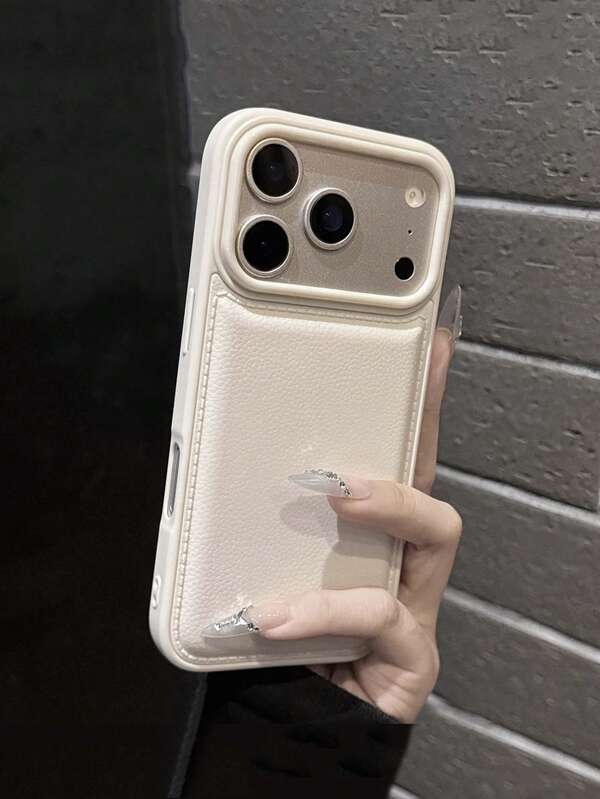 1 stuk minimalistische telefoonhoes effen met textuur, compatibel met iPhone 17/17Pro/17Promax/16promax/16/16pro/16plus/15/15promax/15pro/11/12/13, gewatteerde beschermhoes met lychee-nerfstructuur.