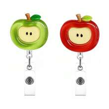 1pc Cartoon Fruit Retractable Badge Reel, Apple Shaped ID Card Holder - Cartoon - View 1