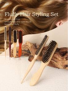 男士胡须刷套装（2件套），猪鬃木柄胡须刷和梳子，天然木质胡须刷梳套装，适用于男士胡须护理和造型 - 鬍鬚刷 - 查看 4