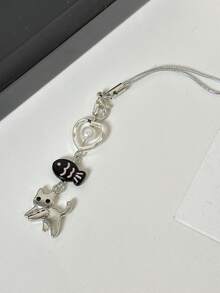 1个“黑猫不吃鱼”可爱吊坠，简约个性化手机挂绳，CCD相机挂绳 - 彩色 - 查看 3