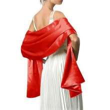 Wedding Ceremony Dance Ball Women Satin Shawl Girls Evening Party Banquet Prom Long Scarf Simple Design Solid Color - 黑色 - 查看 1