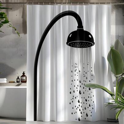 1 chiếc rèm tắm in họa tiết vẽ đường nét tối giản, chất lượng cao, trang trí nhà cửa hiện đại, đa năng, phù hợp với mọi không gian phòng tắm, rèm tắm dùng được cả bốn mùa kèm 12 móc treo.