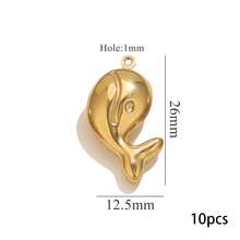 Bộ 10 mặt dây chuyền hình động vật và đại dương bằng thép không gỉ 304 mạ vàng 18K, gồm sao biển/vỏ sò/rùa/voi/cú, dùng để tự làm vòng cổ, vòng tay và trang sức. Không gây dị ứng và chống gỉ. - mặt dây chuyền - Xem 9