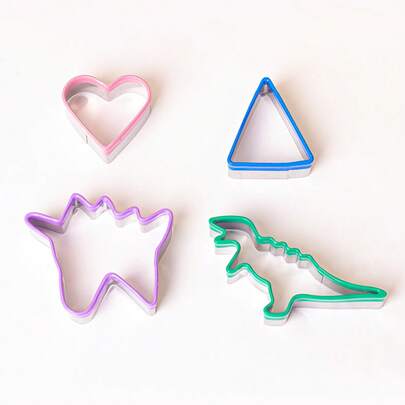 Bộ 3/4 khuôn cắt bánh quy an toàn cho trẻ em với viền PVC bảo vệ tay | Khuôn thép không gỉ lý tưởng cho việc làm bánh cùng con cái | Trang trí bánh, làm sô cô la và xà phòng | Hoàn hảo cho các món ăn tự làm trong dịp lễ hội.