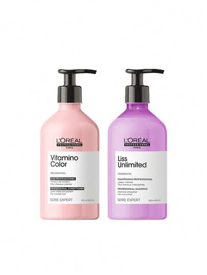 L'Oréal Professionnel [Bundle] SERIE EXPERT Serie Expert Liss Unlimited Shampoo 500 Ml + Serie Expert Vitamino Color Resveratrol Conditioner 500 Ml