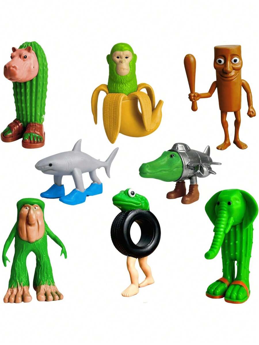 24pcs Italian Brainrot Action Figure Set, Includes Tralalero Tralala, Tung Tung Tung Sahur, Brainrot Shark Expression, Monkey And Other Themed Animal Figurines, Gift - Multicolor - View 1