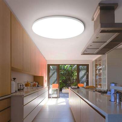 CANMEIJIA 85V-265V LED吸顶灯，圆形冷白光，白色边框嵌入式面板灯，现代风格，无频闪，高亮度，超薄设计，适用于墙壁/走廊/房间/过道/天花板/厨房/客厅/浴室/卧室/书房等室内场所，可根据使用场景选择尺寸。